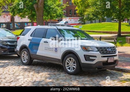 US Customs and Border Protection Ford Police Car in New Bedford Whaling National Historical Park in downtown New Bedford, Massachusetts MA, USA. Stock Photo