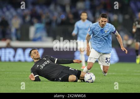 during italy cup Semi-finals football match SS Lazio vs Juventus at Olimpico Stadium on April 23, 2024, in Rome. Stock Photo