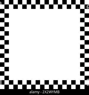 Checkers frame, border in line art style geometric seamless pattern. EPS.10. Stock Vector