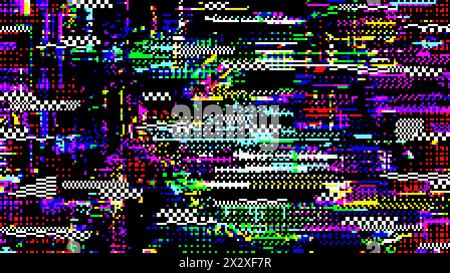 Retro pixel noise glitch abstract background with noisy pattern. Vector glitched backdrop pulsating with colorful distortions and digital artifacts. Monitor screen with computer error or bug Stock Vector