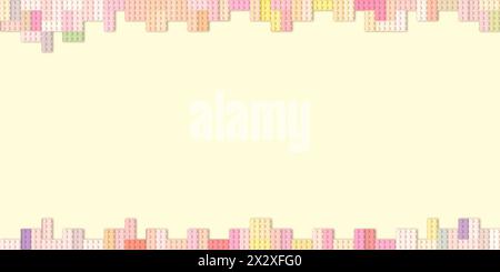 Colored toy plastic bricks frame background. Stock Photo