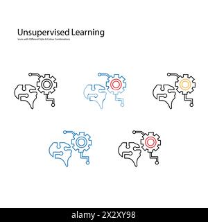 Unsupervised Learning Vector Icon Design Stock Vector