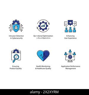 Anomaly Detection AI Vector Icon Design Set Enhancing Security Measure Stock Vector