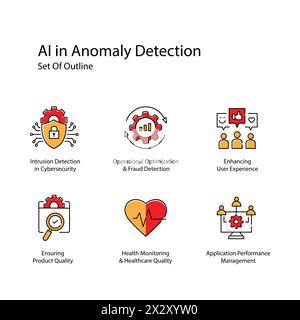 Anomaly Detection AI Vector Icon Design Set Enhancing Security Measure Stock Vector