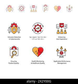 Anomaly Detection AI Vector Icon Design Set Enhancing Security Measure Stock Vector