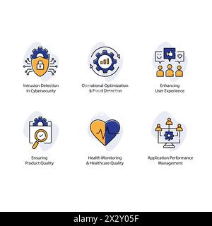 Anomaly Detection AI Vector Icon Design Set Enhancing Security Measure Stock Vector