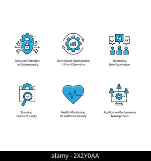 Anomaly Detection AI Vector Icon Design Set Enhancing Security Measure Stock Vector