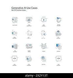 Generative AI Use Cases Vector Illustration Icon Design Set Stock Vector