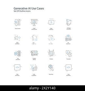 Generative AI Use Cases Vector Illustration Icon Design Set Stock Vector