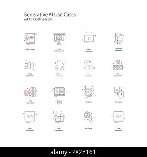 Generative AI Use Cases Vector Illustration Icon Design Set Stock Vector