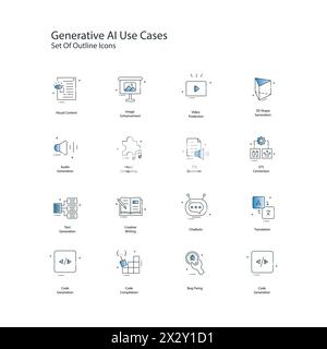 Generative AI Use Cases Vector Illustration Icon Design Set Stock Vector