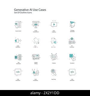 Generative AI Use Cases Vector Illustration Icon Design Set Stock Vector
