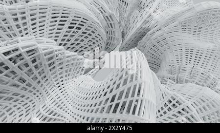 3D render, Abstract white matter geometric pattern background Stock Photo