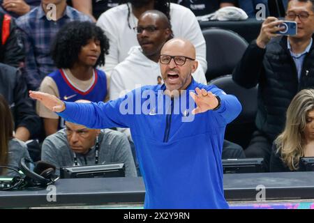 Los Angeles, California, USA. 23rd Apr, 2024. Dallas Mavericks head coach Jason Kidd directs against the Los Angeles Clippers during an NBA basketball playoffs round one game 2 at Crypto.com Arena on Tuesday, April 23, 2024 in Los Angeles. (Credit Image: © Ringo Chiu/ZUMA Press Wire) EDITORIAL USAGE ONLY! Not for Commercial USAGE! Stock Photo