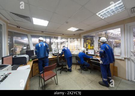 Room of control devices in the manufacturing shop of plant Stock Photo