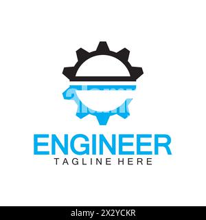 Engineer Logo Design, Letter E Gear Logo, Engineer logo with letter E and Gear elements Stock Vector