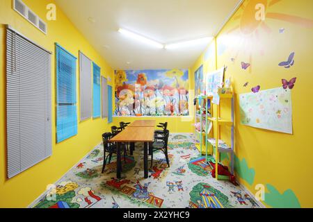 MOSCOW - NOVEMBER 9: Kids room of restaurant in Neva cinema, on November 9, 2012 in Moscow, Russia. In Neva cinema there are restaurant, bar, billiard Stock Photo
