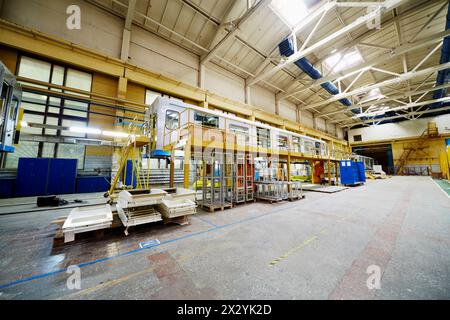 MYTISHCHI - APR 18: Shop floor at  Mytishchi Machine-building factory, April 18, 2012, Mytishchi, Russia. Plant was founded in 1897 to manufacture rai Stock Photo