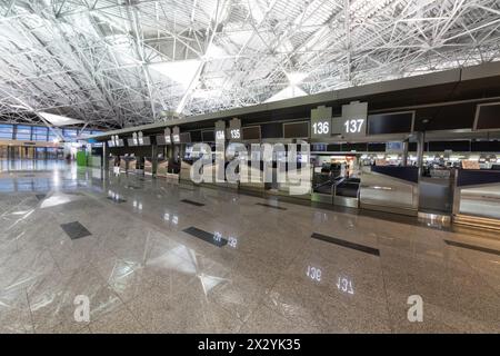 Interior of the airport with a view on exit Stock Photo