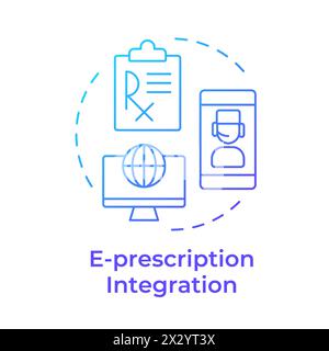 E-prescription integration blue gradient concept icon Stock Vector