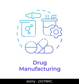 Drug manufacturing blue gradient concept icon Stock Vector