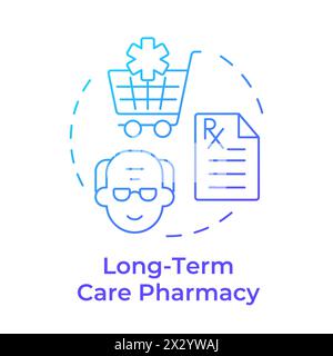 Long-term care pharmacy blue gradient concept icon Stock Vector