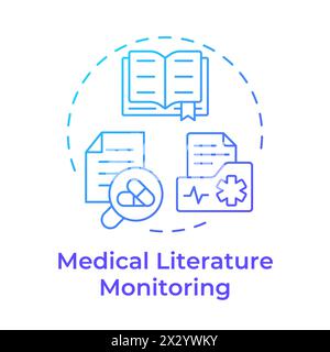 Medical literature monitoring blue gradient concept icon Stock Vector