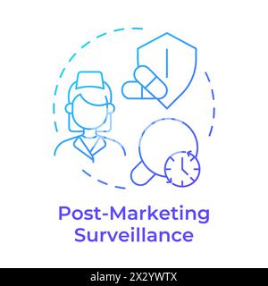 Post-marketing surveillance blue gradient concept icon Stock Vector