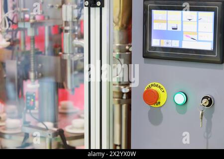 MOSCOW - OCTOBER 11: Control panel of machine for cooking at AgroProdMash - International Trade Fair for Machinery, Equipment and Ingredients for Food Stock Photo