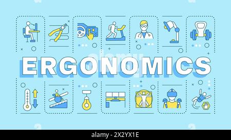 Ergonomics blue word concept Stock Vector