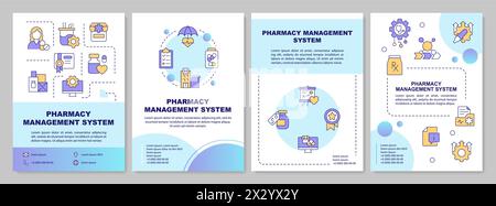 Pharmacy management blue gradient brochure template Stock Vector