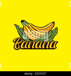 Banana Illustration Logo, Banana leaf Icon Design Simple Stock Vector
