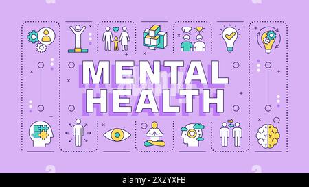 Mental health light purple word concept Stock Vector