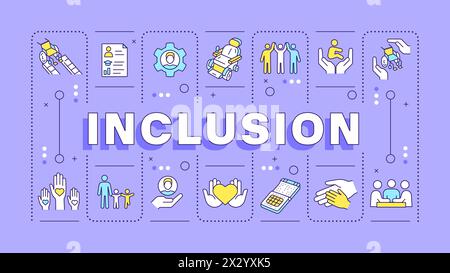 Inclusion purple word concept Stock Vector