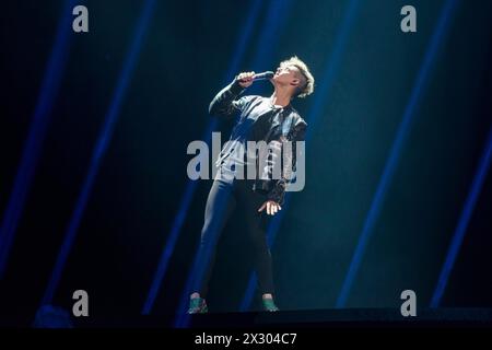 Eurovision Song Contest 2016, Stockholm, Sweden Stockholm, Sweden. 7th May. Singer Donny Montell is rehearsing his song I ve Been Waiting for This Night . Stockholm Globe Arena Sweden *** Eurovision Song Contest 2016, Stockholm, Sweden Stockholm, Sweden 7th May Singer Donny Montell is rehearsing his song I ve Been Waiting for This Night Stockholm Globe Arena Sweden Stock Photo