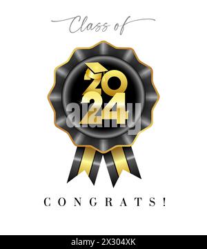 Class of 2024 congrats graphic banner. Educational symbol ...