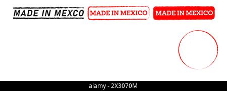 made in mexico rectangle circle stamp seal badge sign for logo country manufactured product Stock Vector