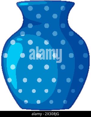 Bright blue vase with white polka dots design Stock Vector