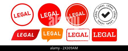 legal square circle stamp and speech bubble label sticker sign for business licensed Stock Vector
