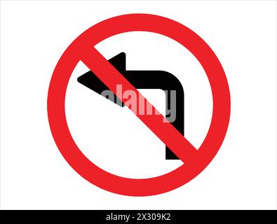 No left turn road sign vector art Stock Vector