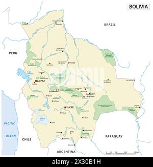 Vector map of national parks in Bolivia Stock Photo