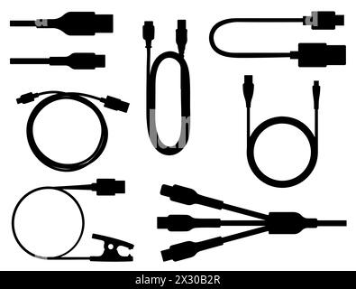 Data cable silhouette vector art Stock Vector