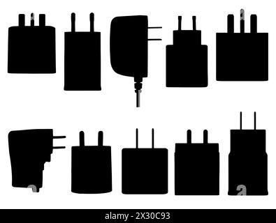 Charging adapter silhouette vector art Stock Vector
