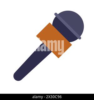 Studio microphone for recording music and podcasts, TV shows, flat image, cartoon style, professional voice recording equipment. Vector line icon for Stock Vector