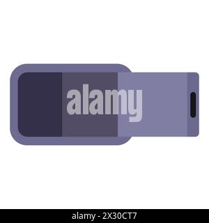 Flash drive, storage medium, modern technology, usb-s, data, flat design, simple image, cartoon style. Data storage and protection concept. Vector lin Stock Vector