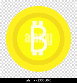 Bitcoin, blockchain, coin icon, cryptocurrency, flat design, simple image, cartoon style. Concept of earning cryptocurrency online. Vector line icon f Stock Vector