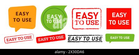 easy to use square circle speech bubble and rubber stamp grunge label sticker Stock Vector