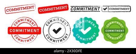 commitment rectangle and circle stamp seal badge sign for commit responsibility Stock Vector