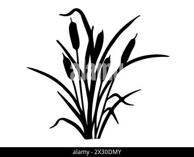 Cattail silhouette vector art Stock Vector