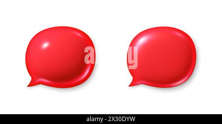 Speech bubble icons. 3d chat comment icons set. Talk message box. Social media dialog banner. Vector Stock Vector